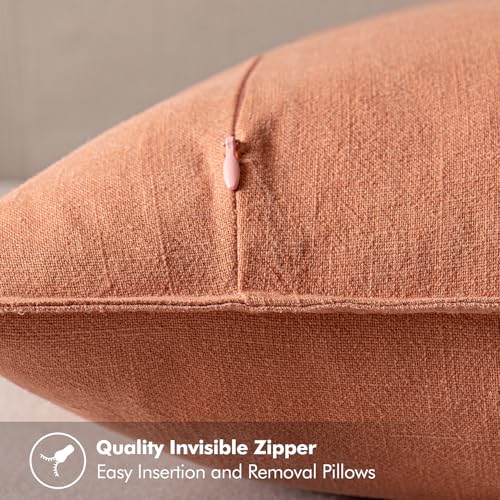 Decorative Linen Euro Sham Pillow Covers 22x22 Inch Coral (Coral / 22" x 22" (Pack of 2))