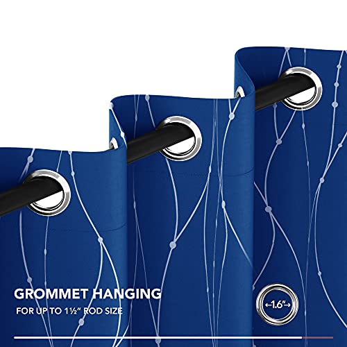 Living Room Curtains 84 Inches Long (Royal Blue/Wave Dots / 38"W x 84"L (Pack of 2))
