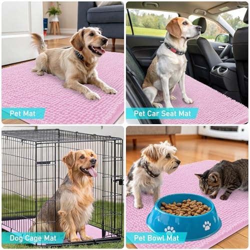 Dog Door Mat for Muddy Paws 34x21 (Pink / 34" X 21")