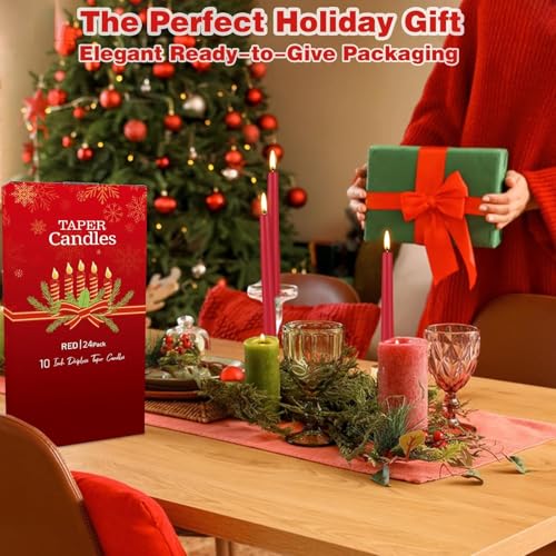 24 Pack Red Taper Candles (Red-24)