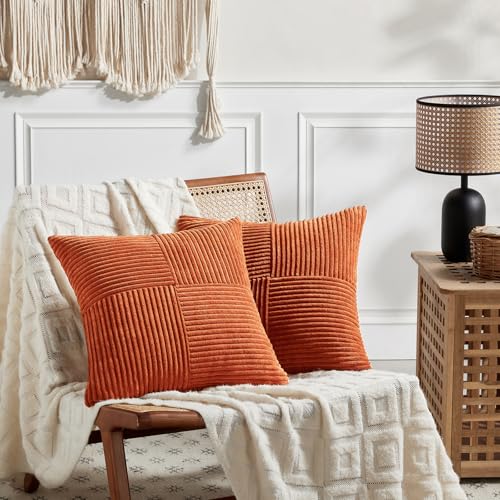 Set of 2 Burnt Orange Decorative Throw Pillow Covers 20x20 Inch for Living Room Couch Bed (Burnt Orange / 20" x 20" (Pack of 2))