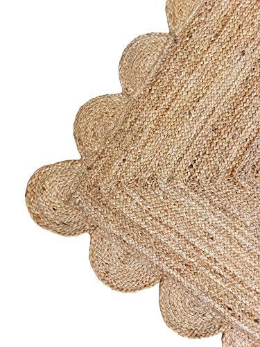 Scalloped Natural Jute Area Rug (Natural / 9'x12' (Rectangular))