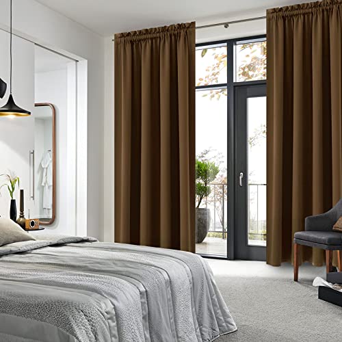 Blackout Curtains for Bedroom Living Room 52 x 95 Inch Long Brown (Brown / 52"W x 95"L (Pack of 2))
