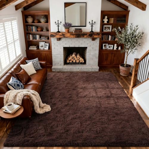 8x10 Ft Extra Large Shag Rugs for Living Room (De Coffee / 8' X 10' (Rectangular))