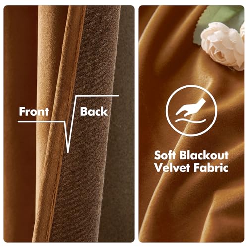 Velvet Curtains Gold Brown 52 x 84 Inch Length Set of 2 (Gold Brown / 52"W x 84"L (Pack of 2))