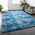 Shag Area Rug (Tie-dyed Bright Blue / 4' x 6' (Rectangular))