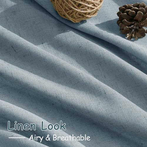 Light Blue Linen Curtains 84 Inch Length 2 Panels Set for Living Room Rod Pocket Back Tab Light Filtering Window Drapes for Bedroom Dining Room Protect Privacy Modern Farmhouse Decor 52x84 (52"W x 84"L (Pack of 2) / Light Blue)