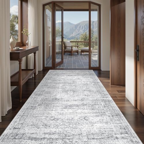 4x8 Rug Non Slip (Grey/Ivory / 4' x 8' (Runner))