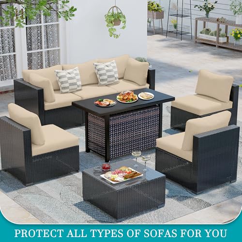 12 Pcs Outdoor Cushion Covers (Jacquard Check Beige / 12PCS)