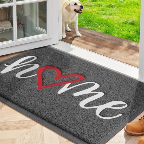 Door Mat Indoor Outdoor Welcome Mat for Entrance (Grey / 1'6" x 2'6" (Rectangular))