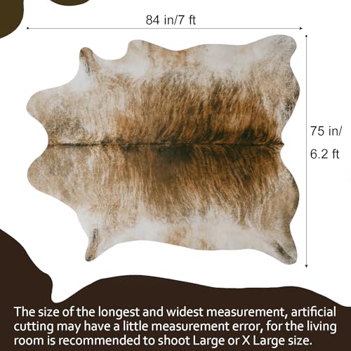 Western Faux Cowhide Rug (7' x 6'3" (7×6.2 ft) / Brown)