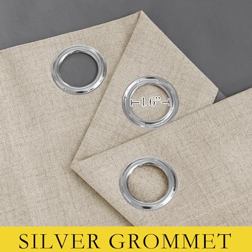 Cream 100% Blackout Linen Curtains 90 inch Long Burg for Living Room (62"W x 90"L (Pack of 2) / Cream)