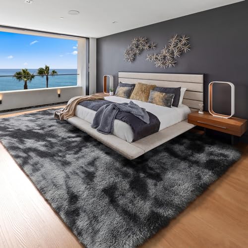 Area Rugs 9x12 Living Room (Tie-dyed Dark Grey / 9' x 12' (Rectangular))