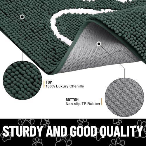 Dog Door Mat for Muddy Paws (59"X24" / Green and White)