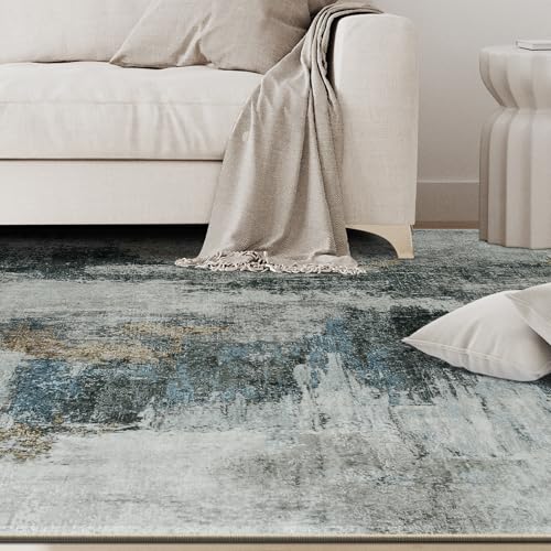 5x7 Area Rugs for Living Room Washable Bedroom Dining Room Black Gold (Black Gold/Multi / 5' x 7' (Rectangular))