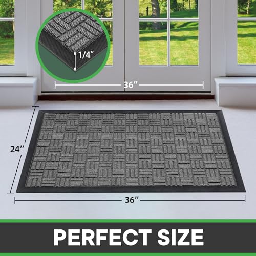 Front Door Mat Outdoor Entrance (Silver Mist / 2' x 2'11" (Rectangular))