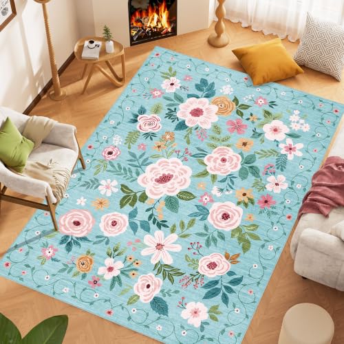 5x7 Area Rugs (Teal / 5' x 7' (Rectangular))