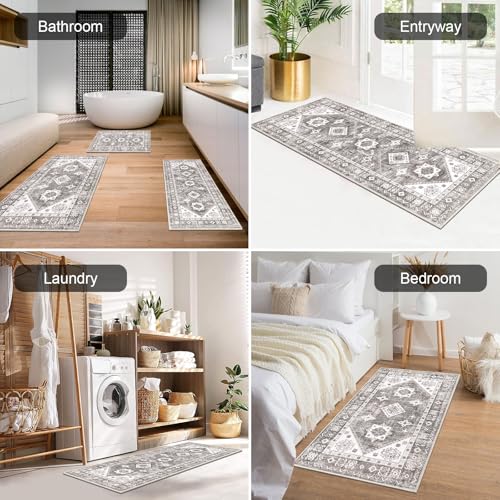HEBE Boho Kitchen Rugs Set of 3 (Taupe Brown / 20"x32"+20"x48"+30"x50")