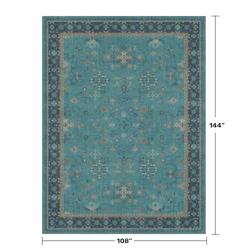 Boho 9x12 Large Teal Green Washable Living Room Rug (9' x 12' (Rectangular) / Emerald Teal)