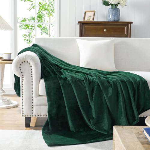 Forest Green Fleece Plush Throw Blanket 50"x70"for Couch Fuzzy Cozy Flannel (Green / Throw XL(50"×70"))