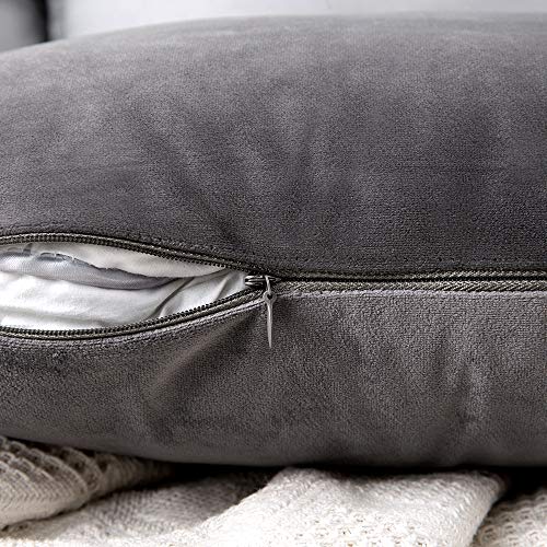 12x20 Inch Lumbar Velvet Throw Pillow Covers Medium Gray (20" x 12" (Pack of 2) / Medium Gray)