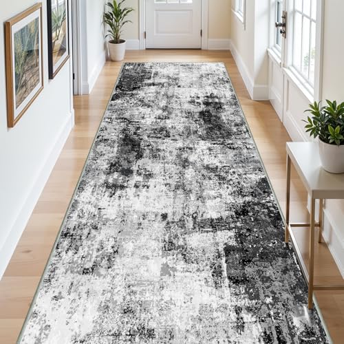 5x12 Runner Rug for Wide Hallway (Black/Grey / 5' x 12' (Runner))