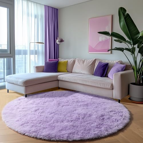 Light Purple Round Rugs 5ft (Light Purple / 5' (Round))