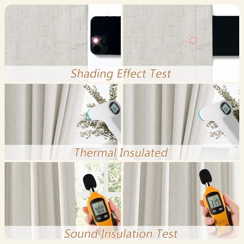100% Blackout Linen Curtains 96 Inch Long for Bedroom 2 Panels Boho (Boho / 52"W x 96"L (Pack of 2))