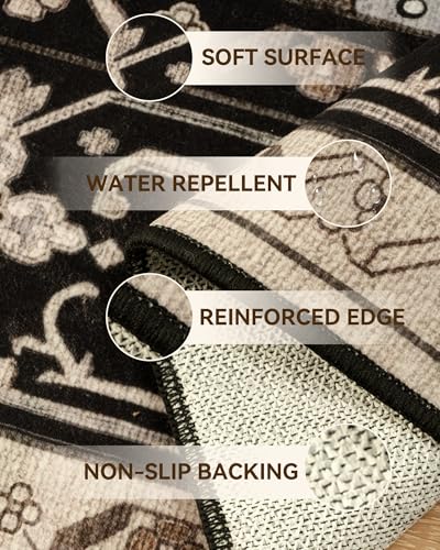 Washable Area Rug (Black/Neutral / 2' x 6' (Rectangular))