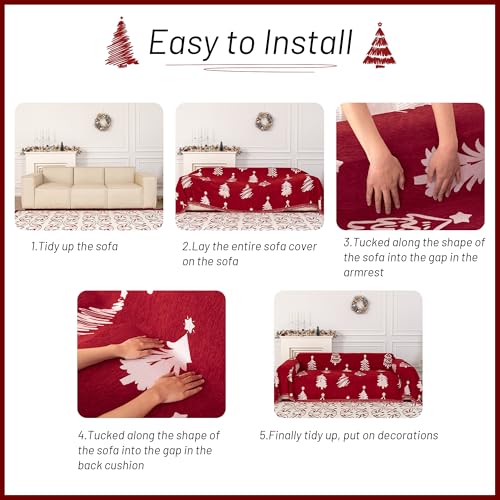71"X118" Loveseat Christmas Couch Cover (71" x 118" / 6# Christmas Red)