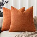 Solid Textured Chenille Throw Pillow Covers 24x24 Inch (24" x 24" (Pack of 2) / Honey Ginder)