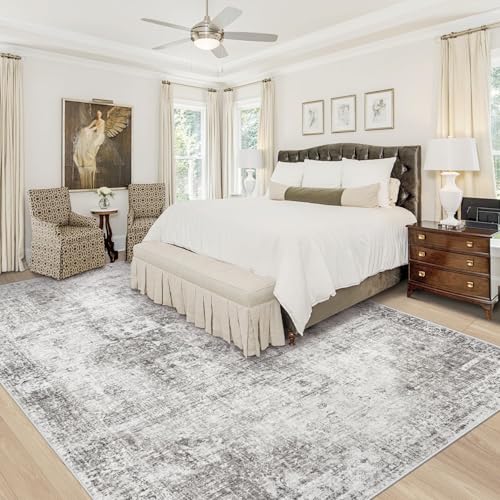 Area Rug 8x10 Washable Rug (Grey / 8' x 10' (Rectangular))