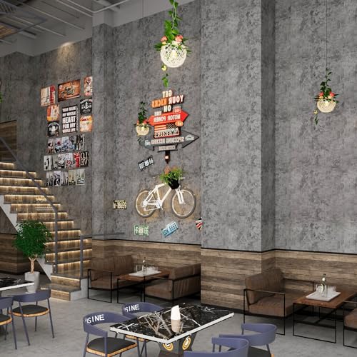 Extra Wide Concrete Textured Wallpaper Peel Stick Light Grey Matte Thicken 31.5"x 1181" Retro Industrial Style Contact Paper Waterproof Self (Gray / 31.5" x 1181")