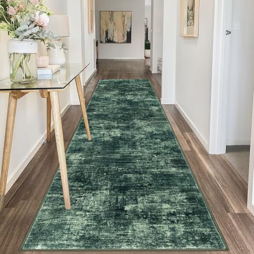 Abstract Runner Rug 3x10 Ft Washable Runners for Hallways (Dark Green / 3' x 10' (Rectangular))