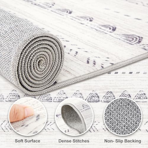 Boho 2x3 Washable Area Rug Non Slip Carpet for Entryway Gray (Boho Grey / 2' X 3' (Rectangular))