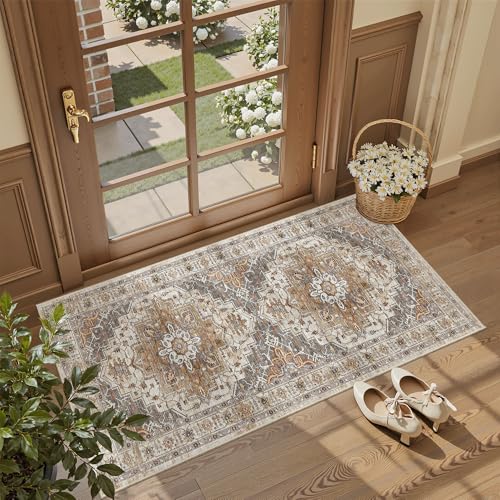 Washable Area Rug 2x4 (Turmeric/Grey / 2' x 4' (Rectangular))
