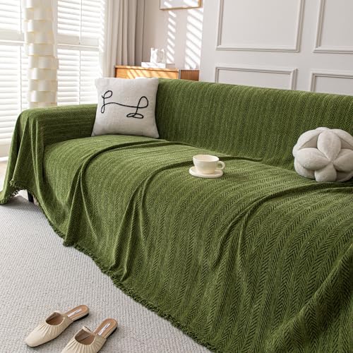 Couch Cover for Sofa (Fishbone Green / 71*102 inch)