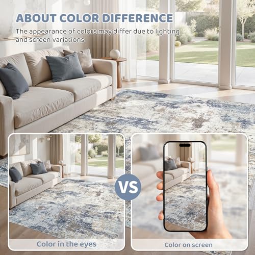 6x9 Area Rug Living Room Rugs (Denim Blue / 6' x 9' (Rectangular))