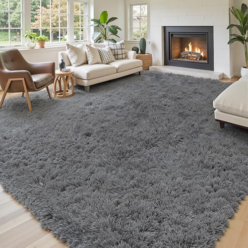6x9 Shag Area Rug for Living Room (Dark Grey / 6' x 9' (Rectangular))