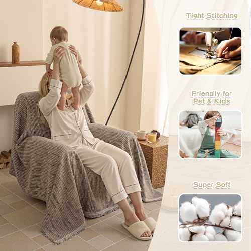 Oversized Armchair Couch Cover for 1 Cushion Couch (71" x 91" / 9# Lines Sand)