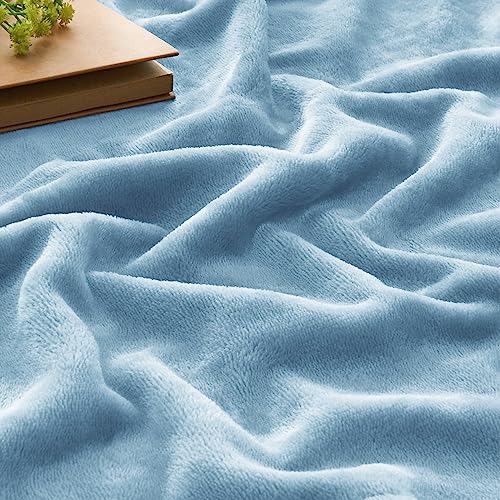 Fleece Blanket Soft Plush Twin Size Blanket Washed Blue 60"x80" (Washed Blue / Twin(60"x80"))