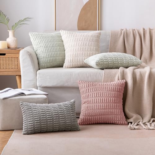 Corduroy Decorative Throw Pillow Covers 20x20 Blush Pink Pack of 2 (Blush Pink / 20" x 20" (Pack of 2))