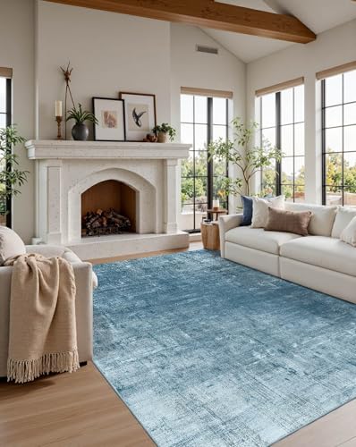 Washable 5x7 Area Rugs for Living Room Modern Abstract Rug (Blue / 5' x 7' (Rectangular))