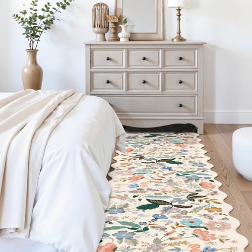 Hallway Floral 2'6x14 Runner Rugs (2'6" x 14' (Rectangular) / Cream/Floral)