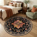 Washable Area Rug (Black/Colorful / 4' (Round))