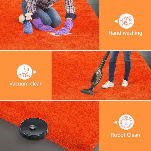 Orange Shag Area Rugs for Bedroom Living Room