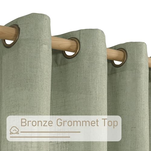 Sage Green Linen Sheer Curtains 84 inch for Living Room (52"W x 84"L (Pack of 2) / Sage Green)