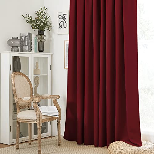 Short Blackout Curtains for Bedroom (Burgundy Red / 34"W x 48"L (Pack of 2))