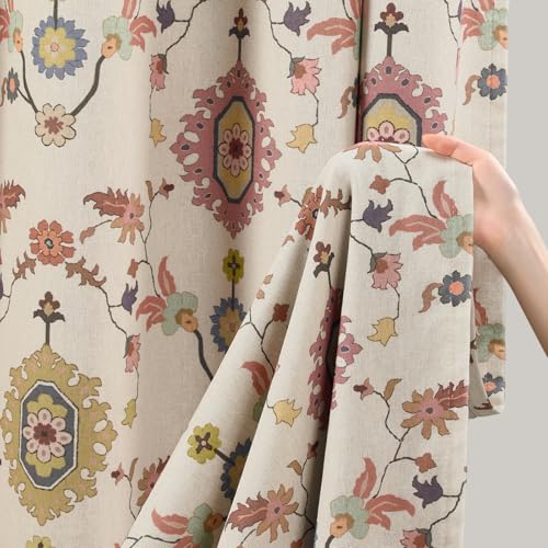 Boho Floral 100% Grommet Blackout Curtains 84 Inch 2 Panels (Colorful / 52"W x 84"L (Pack of 2))