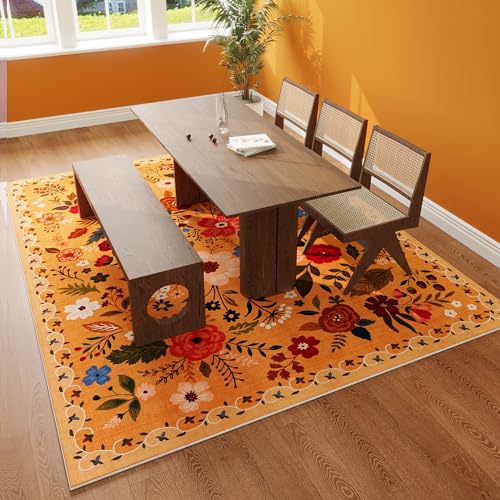 Area Rug 6x9 Washable (Yellow Orange / 6' x 9' (Rectangular))
